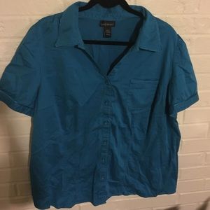 Aqua button down blouse